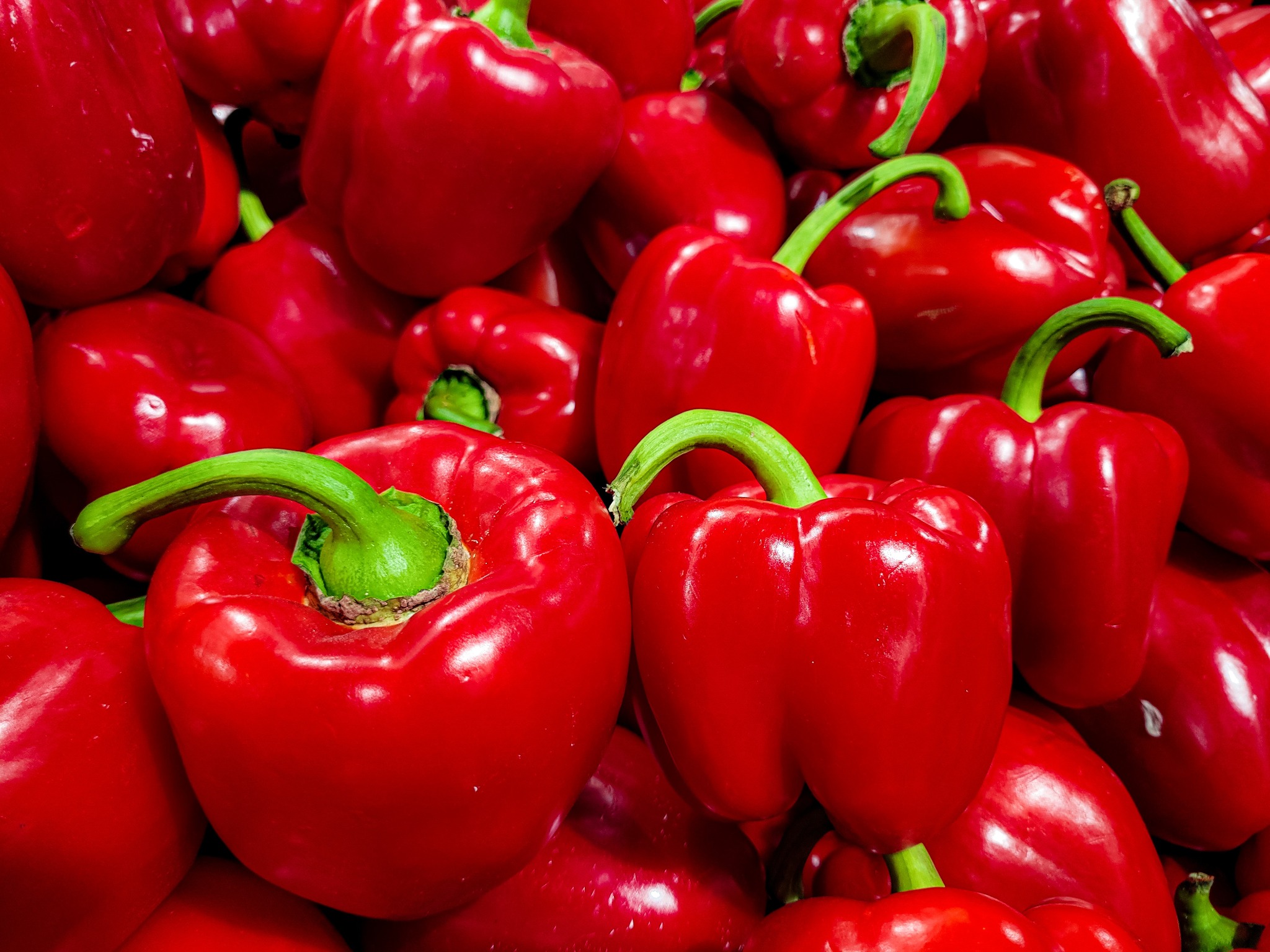 Fresh red bell peppers